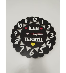 tekstil için duvar saati kişiye özel isim ve renk