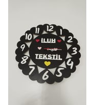 tekstil için duvar saati kişiye özel isim ve renk