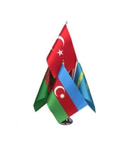 Masa Üstü Bağımsız Türk Devletleri Bayrakları 6'lı Krom Direk + 6 Bayrak