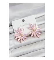 Mey İthalat® Pembe Renk Kristal Taşlı Lotus Model Kadın Küpe