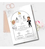 Ezgoola / Kişiye Özel Karikatürlü Davetiye Gelin Damat 4 / Nişan ve Düğün Davetiye / 13x18 cm Zarf Dahil / Gelin Davetiye / Damat Davetiye / Davetiye