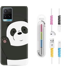 Vivo Y11S Y21S Y20 Y20S Y70 Kılıf Kablo Koruma Spiral Silikon Hello Panda 1709