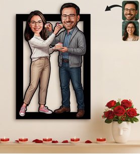 BK Gift Kişiye Özel Sevgili Karikatürlü 3D Ahşap Tablo -13, Fotoğraftan Karikatür, Sevgililer Günü Hediyesi, Ev Hediyesi