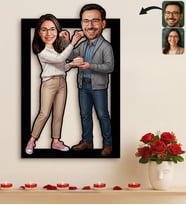 BK Gift Kişiye Özel Sevgili Karikatürlü 3D Ahşap Tablo -13, Fotoğraftan Karikatür, Sevgililer Günü Hediyesi, Ev Hediyesi