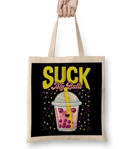 Funny Suck My Balls Boba Tea Pun Bez Çanta Uzun Saplı