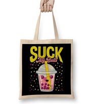 Funny Suck My Balls Boba Tea Pun Bez Çanta Uzun Saplı