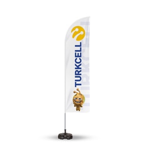 Turkcell Reklam Yönlendirme ve Tanıtım Yelken Bayragı Beyaz