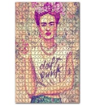 Cakapuzzle Punkçu Tişörtlü Frida Kahlo Tarz Görsel Puzzle Yapboz MDF (Ahşap) (120 Parça)