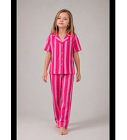 Night Kız Çocuk Çizgili Gecelik Pijama Takımı