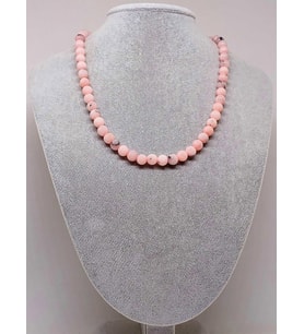 Pembe Siyah Opal Taşı Kolye 8mm (Sabit Klipsli)