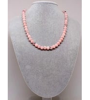Pembe Siyah Opal Taşı Kolye 8mm (Sabit Klipsli)