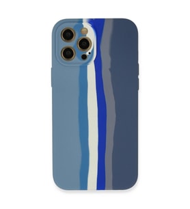 Apple İphone 12 Pro Kılıf Ebruli Lansman Silikon - Mavi-gri