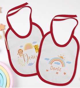 BK Kids Kişiye Özel İsimli 2’li Kırmızı Mama Önlüğü-10