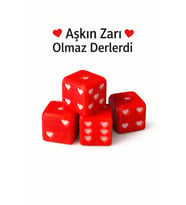 Kalpli Zar Seti Aşk Temalı Dekoratif Zar Romantik Masa & Hediye Süsü