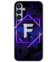 Galaxy A25 Kılıf HD Desen Baskılı Kılıf - Dark Neon Yaprak F Harfi