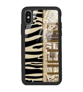 iPhone X - Xs Uyumlu Zebra Gazete Tasarımlı Glossy Telefon Kılıfı