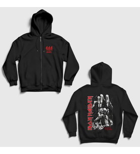 Presmono Unisex Siyah Beast V2 Metal Iron Maiden Sırt Baskılı Fermuarlı Kapüşonlu Sweatshirt 515947tt