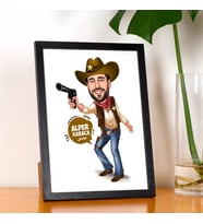 Kişiye Özel Vahşi Batı Temalı Karikatürlü Resim Çerçevesi