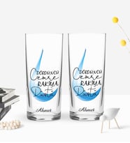 BK Gift Kişiye Özel Renkli Baskılı Dördüncü Cemre Tasarımlı İkili Rakı Bardağı Seti-1 (Beyaz)