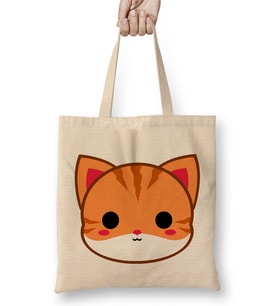 Cute Ginger Cat Bez Çanta Uzun Saplı