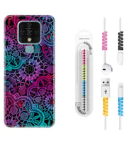 Tecno Camon 16 18P Pova 3 Pova Neo Kılıf Kablo Koruma Spiral Silikon Colurful Mandala 1667