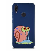 Xiaomi Redmi Note 7 Pro Soft Premier Kapak Salyangoz Gary Tasarımlı Silikon Kılıf - Lacivert (Şeffaf)