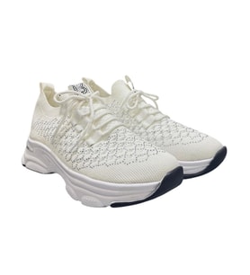 Aybaak 5008 Taşlı Dolgu Topuk Kadın Ayakkabı Sneaker (Beyaz)