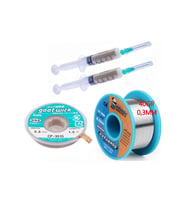 Dörtlü Set Flux,lehim Emme Tel 3,5mm Ve Lehim Teli Soldering 63sn/37pb Flux %1-3 40gr 03mm