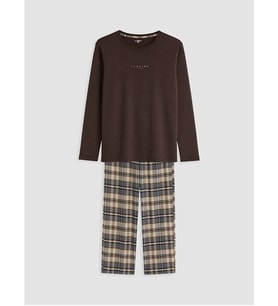 LC WAIKIKI Kahverengi Regular Fit Ekose Erkek Pijama Takımı