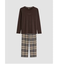 LC WAIKIKI Kahverengi Regular Fit Ekose Erkek Pijama Takımı