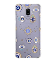 PrintiFy Samsung Galaxy A6 (2018) Uyumlu Nazar Boncuğu 5 Baskılı Şeffaf Köşe Korumalı Antişok Kılıf