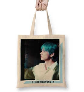 BTS V Lights Oil Paint Bez Çanta Uzun Saplı