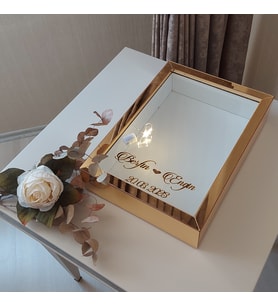 25X35 GOLD LEDLİ DERİN ANI ÇERÇEVESİ- NİŞAN SÖZ GÜLLERİNİZ İÇİN ÇERÇEVELER