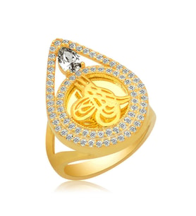 Gümüş Gold Tuğralı Bayan Yüzük