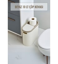 Beyaz Kapaklı WC Kağıtlıklı Çöp Kovası & Ofis Çöp Kovası 10 Lt