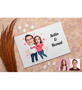 Karikatürlü Sevgiliye Özel Kişiye Özel Puzzle