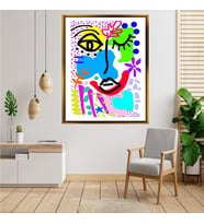 Tablore Pop Art Soyut Yüz Illüstrasyon Kanvas Tablo Rengarenk Modern Sanat Duvar Dekoru