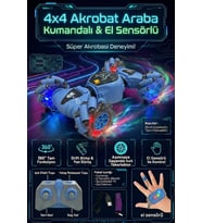 Şarjlı Uzaktan Kumandalı ve El Sensörlü 4x4 Akrobat Araba 360 Derece Dönen Işıklı Oyuncak Araba