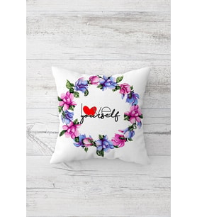 I Love You Self Çift Tarafı Baskılı Gizli Fermuarlı Yastık Kılıfı Kırlent Koltuk Yastık Kılıfı (Beyaz)