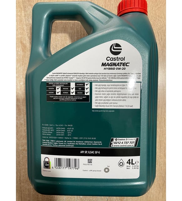 CASTROL MAGNATEC STOP-START 0W-20 TAM SENTETİK 4L BENZİNLİ&DİZEL