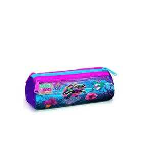 CORAL HIGH 22056 KIDS PEMBE MOR KAPLUMBAĞA DESENLİ ÜÇ BÖLMELİ KALEM ÇANTASI