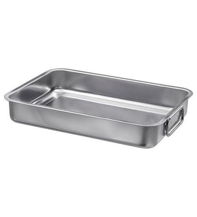 Metal Kare Fırın Kabı MeridyenDukkan 24x34 Cm Paslanmaz Çelik Kulplu Kare Fırın Pişirme Tepsisi