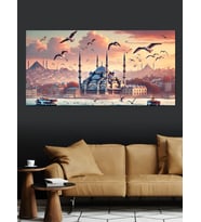 Kanvas Tablo Martılar Ve İstanbul Manzarası