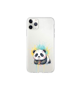 iPhone 11 Pro Max ile Uyumlu Splash Panda Tasarımlı Şeffaf Silikon Kılıf