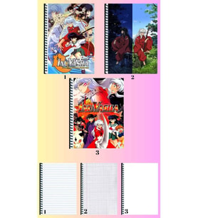 inuyasha 3 adet defter A4 büyük boy 72 sayfa çizgili_kareli_çizgisiz defter seti