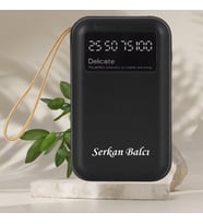 KİŞİYE ÖZEL İSİM BASKILI DİJİTAL ENERJİ GÖSTERGELİ POWERBANK (Siyah)