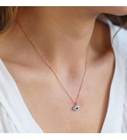 Mine İşli Mini Göz Figürlü Rose Gold Kaplama Gümüş Kolye