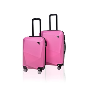 Polo&Sky Elmas Model Pembe Renk 2'li Valiz Seti (Kabin+Orta)