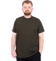 Mode XL Büyük Beden Erkek T-Shirt Bisiklet Yaka Dore U25034 Haki