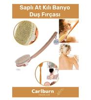 Lüks %100 Doğal Selülit Önleyici Yumuşak Vücut Masaj At Kılı Saplı Uzun Banyo Duş Fırçası